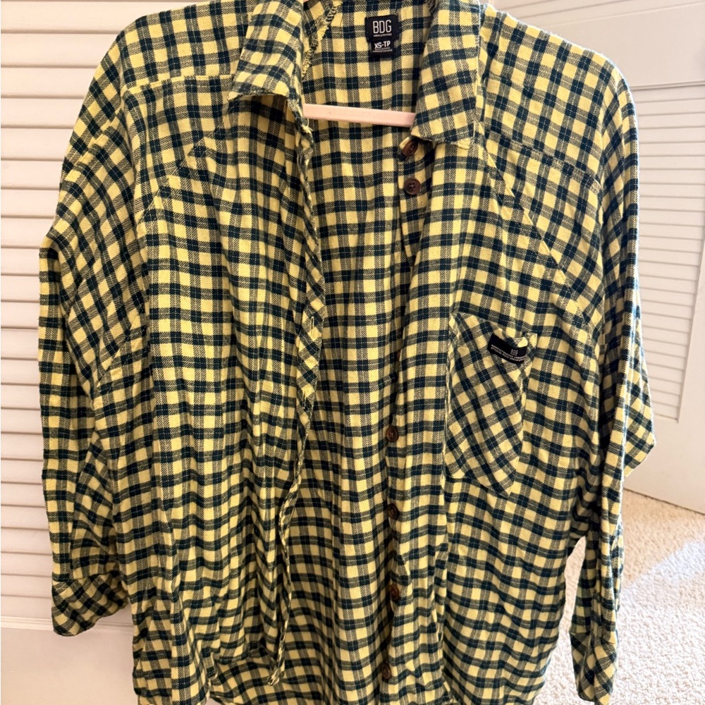 BDG Checkered Shirt in Yellow and Black
